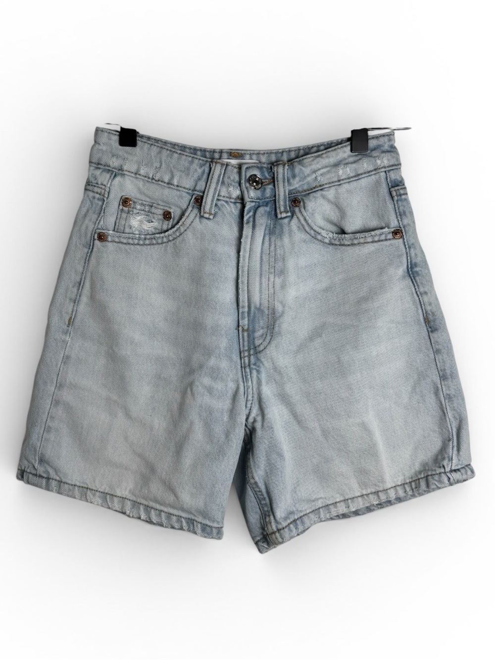 Zara Light Wash Denim Mom Jean Shorts